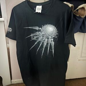 Black Graphic T-Shirt with Silver Design